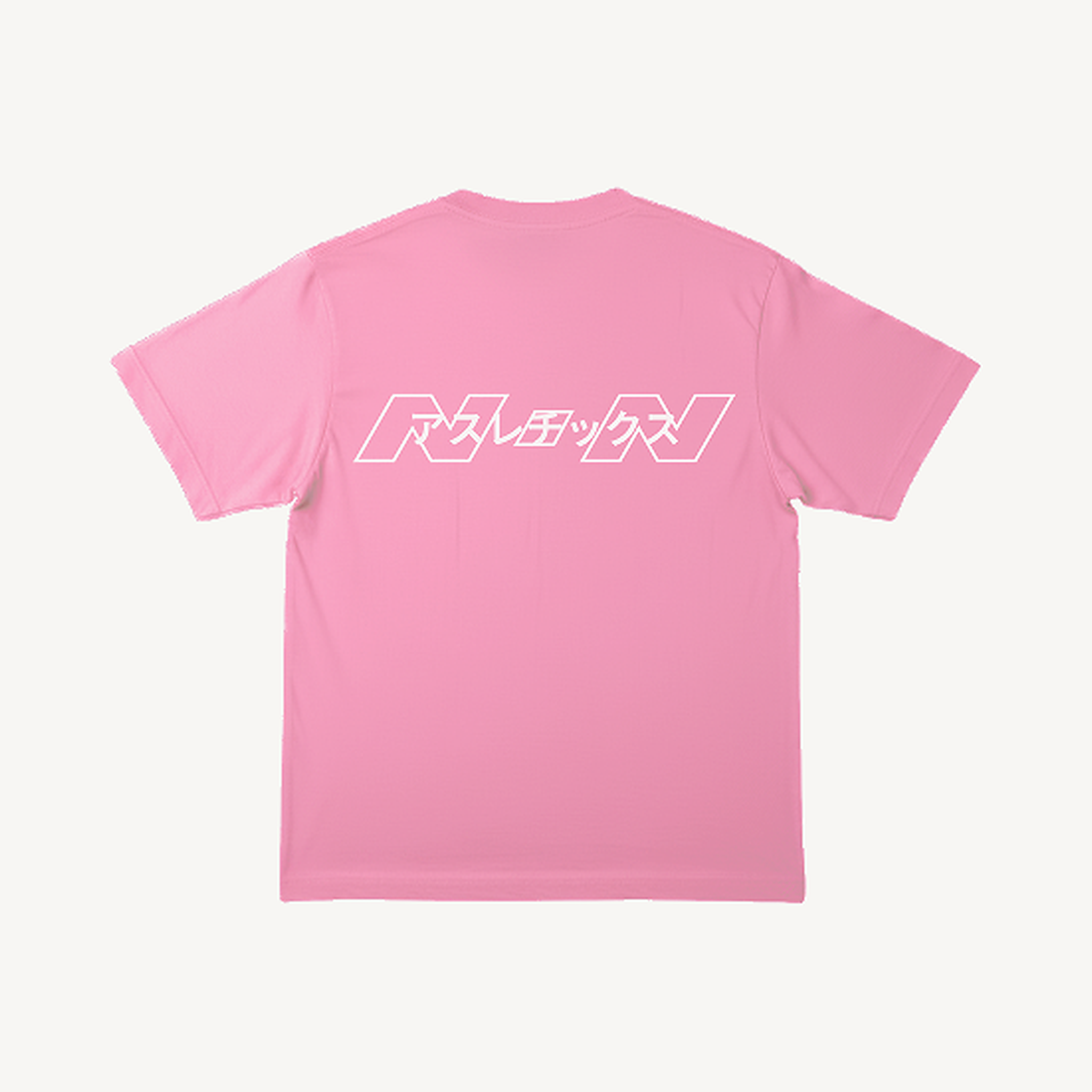 NON Athletics Oversized Tee in Rosa – Rückansicht mit N·N Logo und アスレチックス Schriftzug